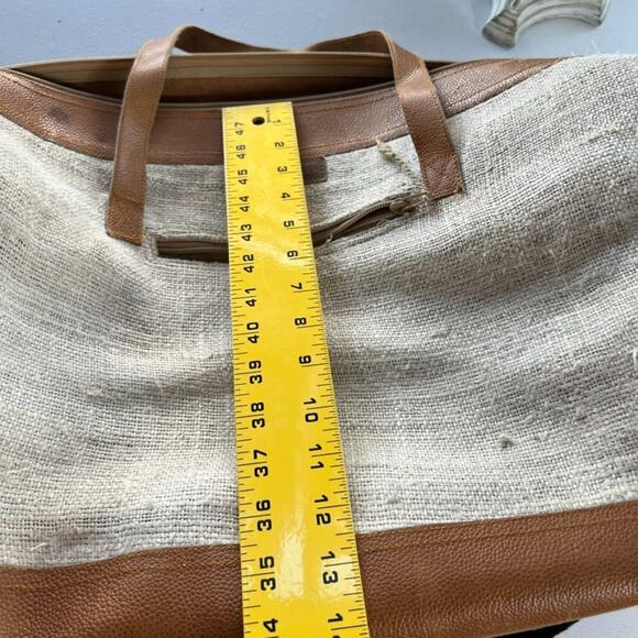 Rhitu Saugat Duffle Bag Medium Size Handmade In Nepal Brown Tweed Canvas Tote - Picture 11 of 13